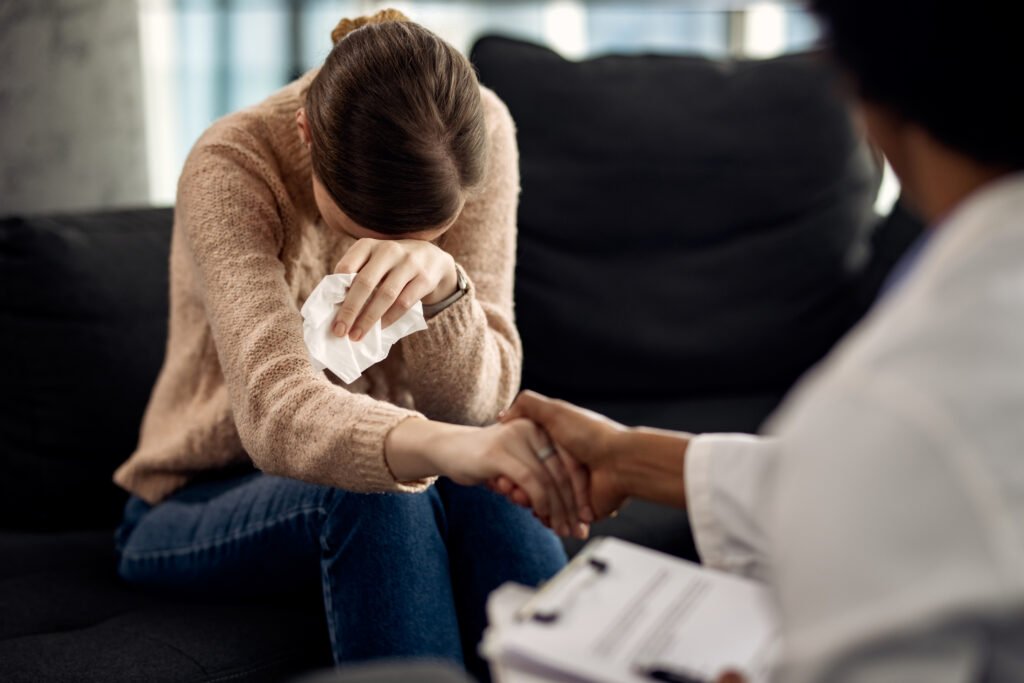 Person receiving support during a counselling session